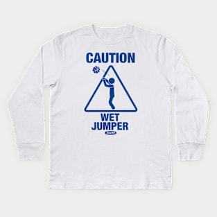 Caution Wet Jumper - Gold/Royal Kids Long Sleeve T-Shirt